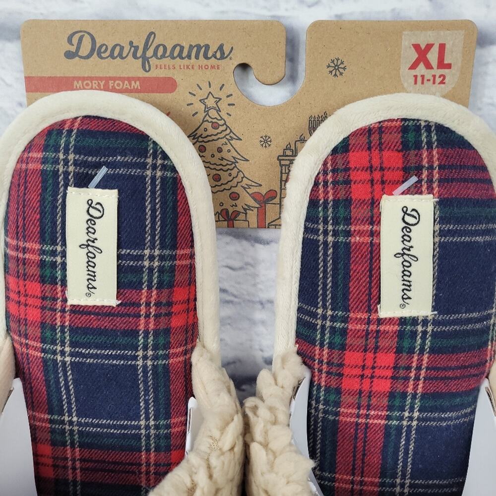 NWT "HO"ME Lane Holiday Faux Fur Dearfoams Cream Slide Slippers size XL (11-12) - Picture 5 of 15